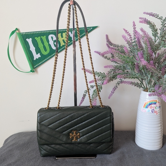 Tory Burch Small Dark Green Kira Chevron Crossbody - Picture 1 of 9